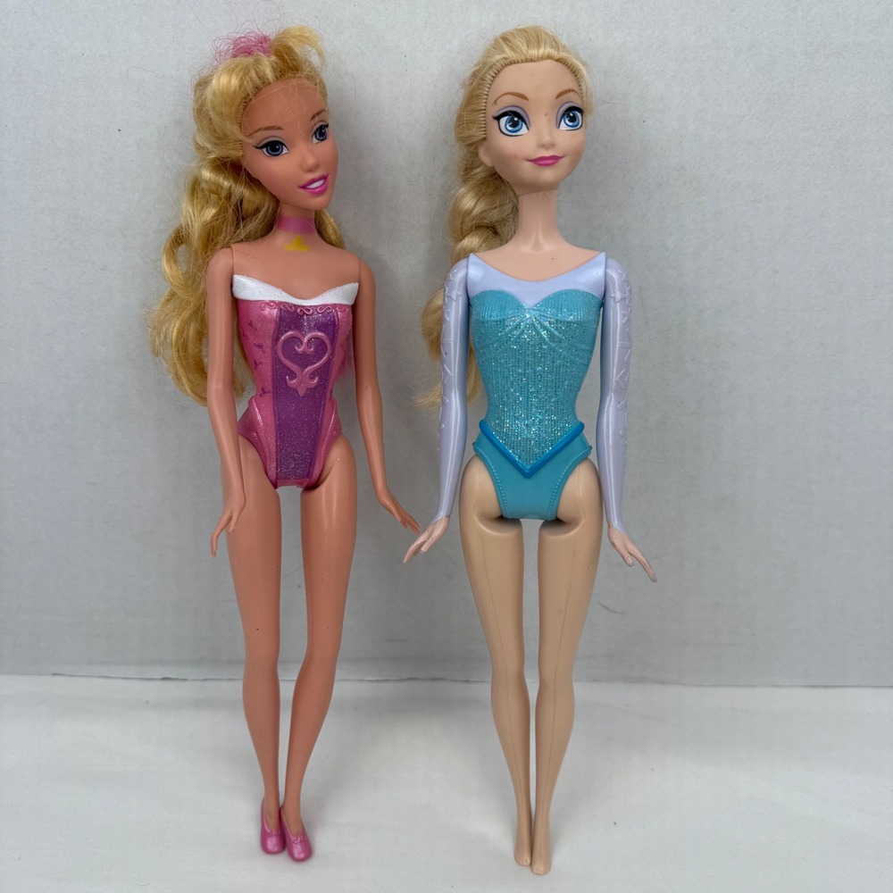 Disney Princess Doll Lot Aurora Sleeping Beauty Elsa Frozen Molded Bodice 11"